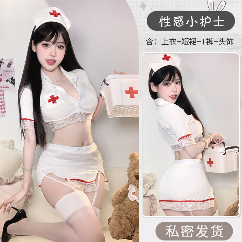 性感护士服镂空火辣露臀绑带 1406