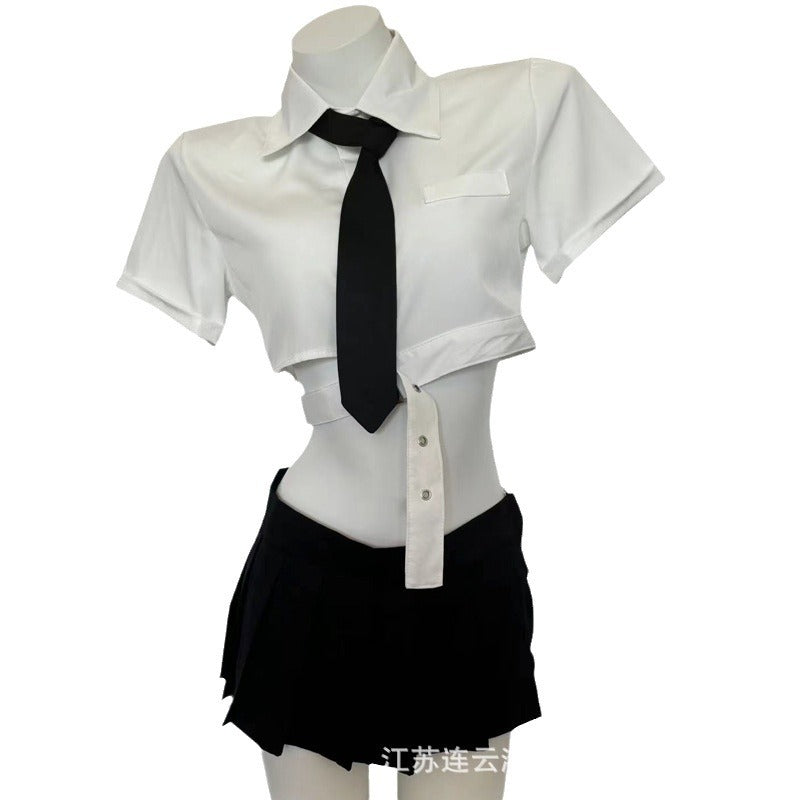 性感JK酷飒辣妹学院风链条制服套装8549