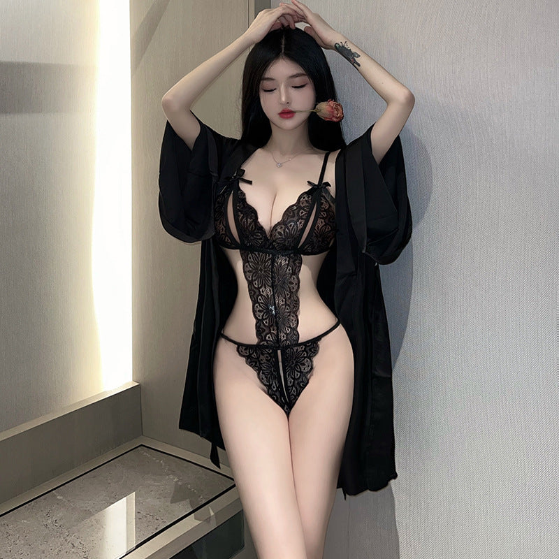 情趣内衣蕾丝开裆免脱睡袍1648
