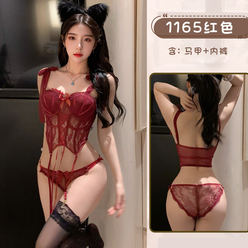 性感束身龙骨钢托分体内衣 6013