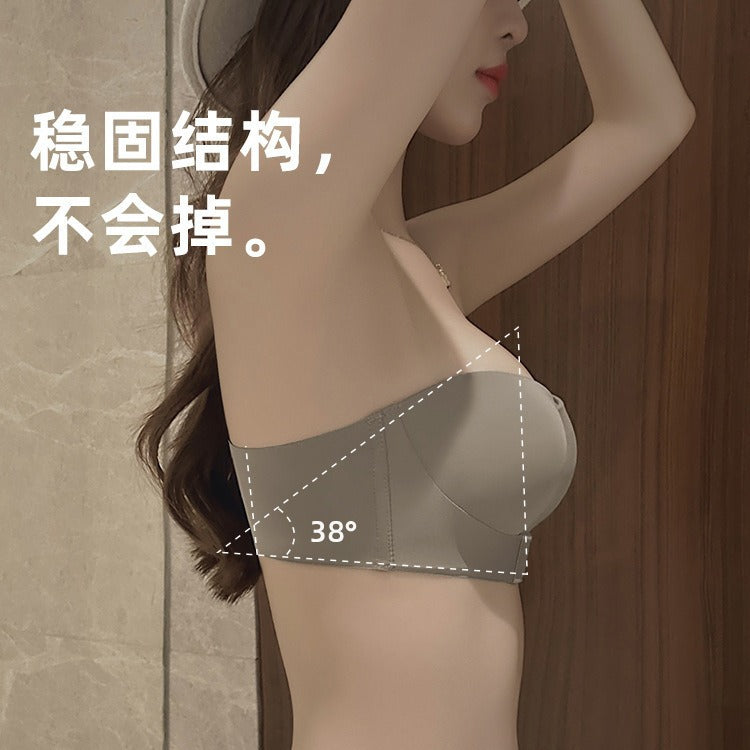 原版无肩带内衣女聚拢防滑小胸显大防走光裹抹胸隐形文胸无痕果冻