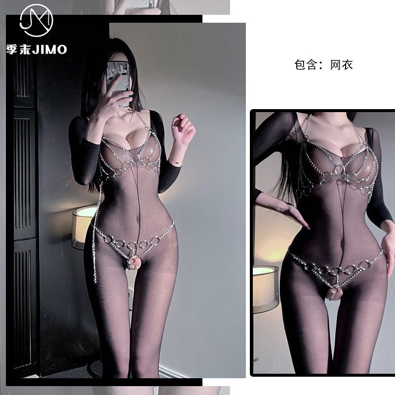 缕空链条三点式SM夜店装 带网衣 6083
