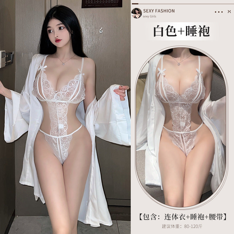 情趣内衣蕾丝开裆免脱睡袍1648