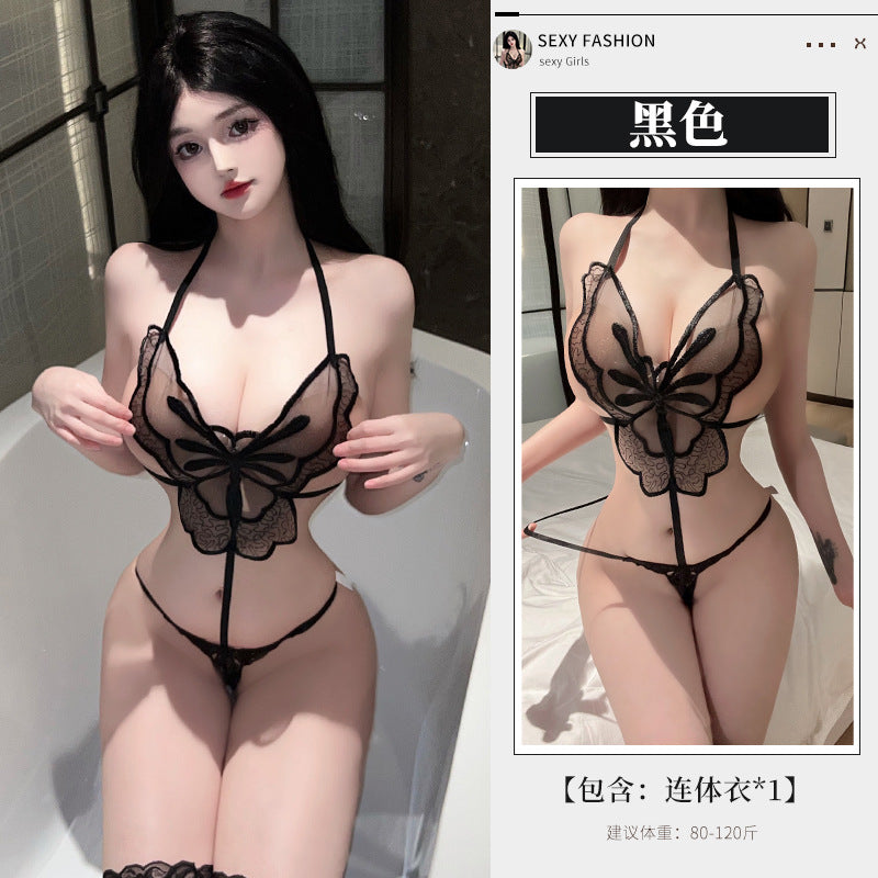 蝴蝶镂空三点透视睡衣8301