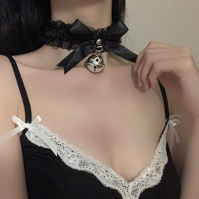 蕾丝小铃铛项圈颈带