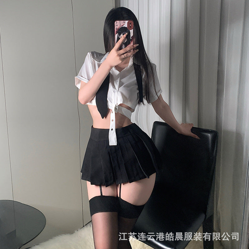 性感JK酷飒辣妹学院风链条制服套装8549