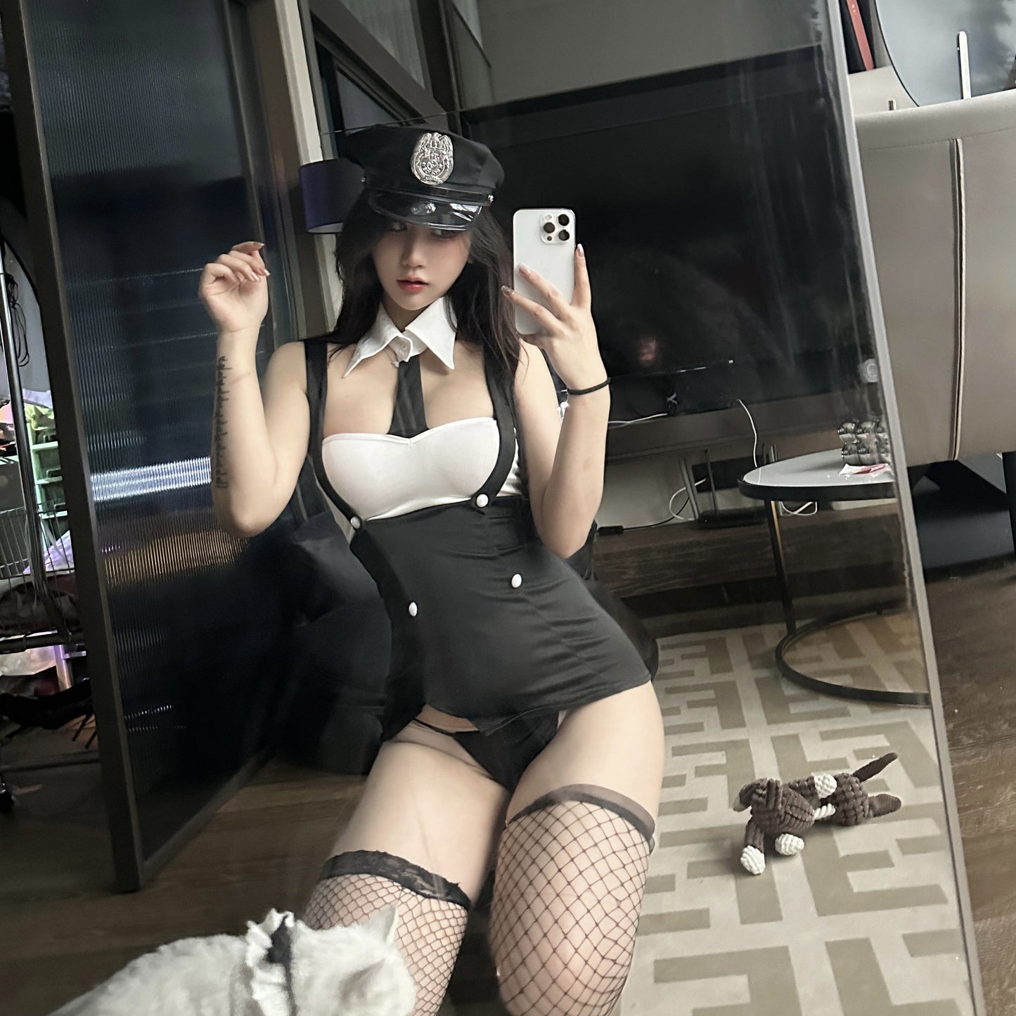 性感女警吊带包臀短裙制服cos5921