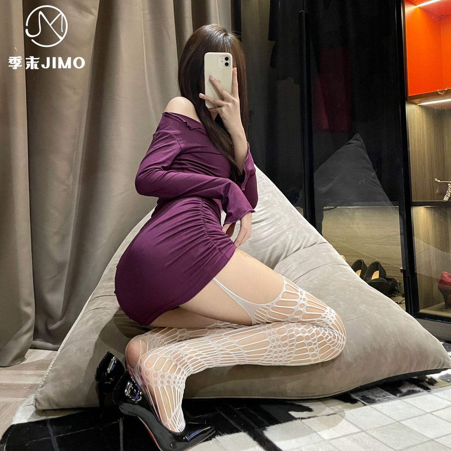 渔网一体吊带袜网红日系暗黑缕空吊带袜超薄长筒过膝吊带袜女