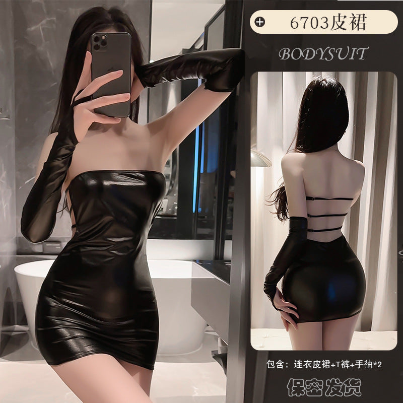 夜店皮质连衣裙8427