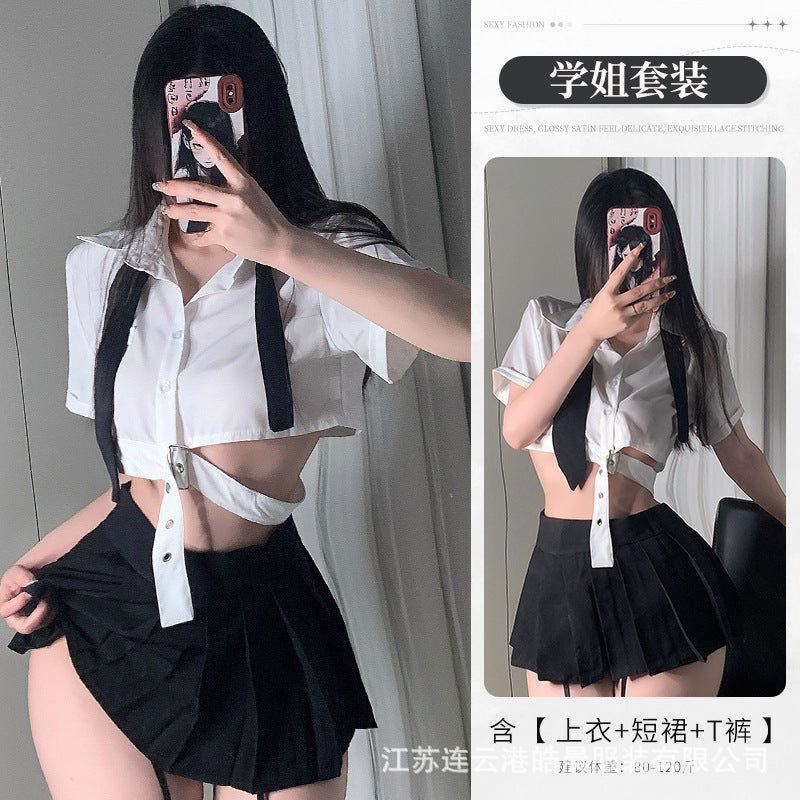 性感JK酷飒辣妹学院风链条制服套装8549