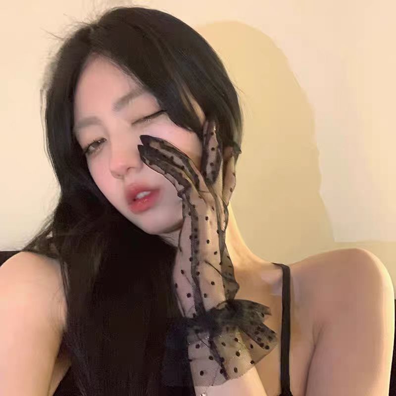 波点蕾丝手套