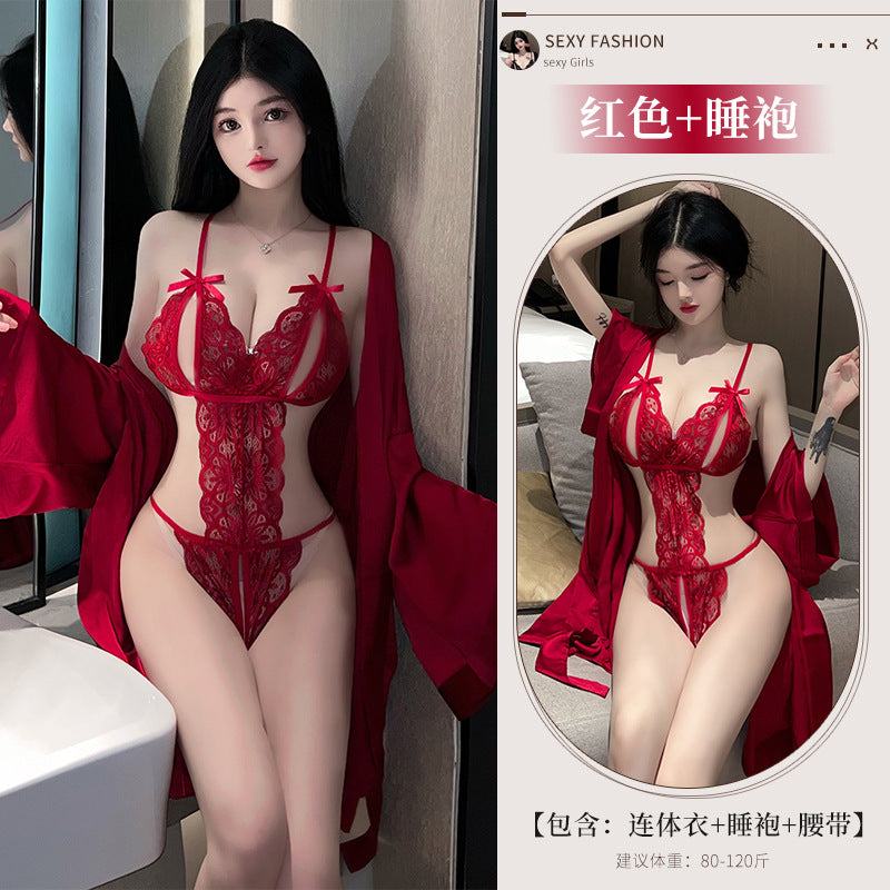 情趣内衣蕾丝开裆免脱睡袍1648