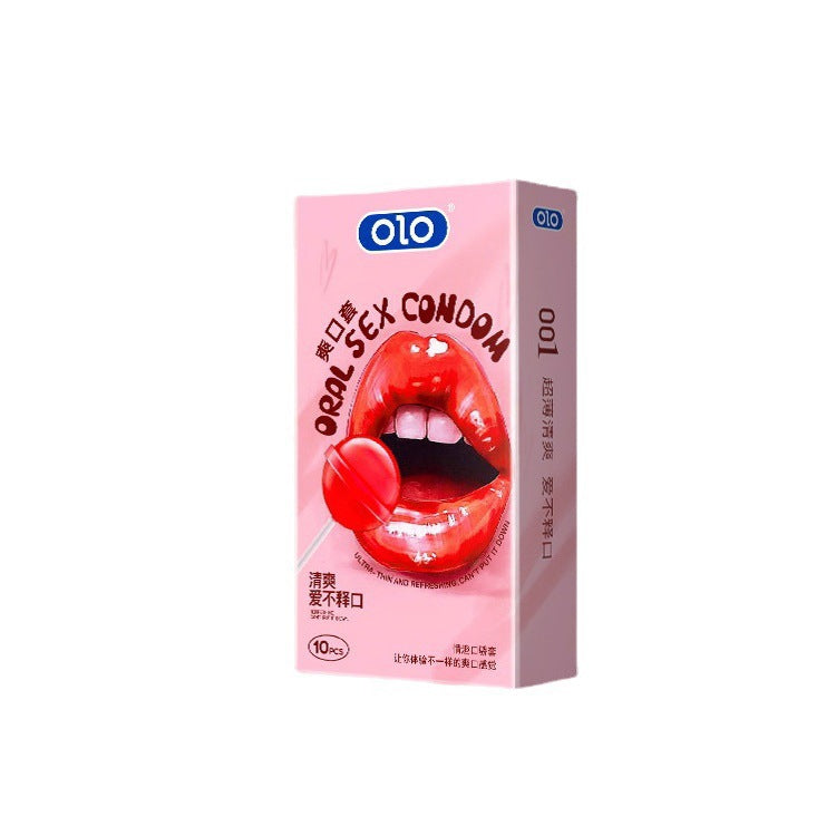 Lust Lab OLO 女用口娇避孕套,草莓口味,10只装,柔软材质适配口部使用,增加亲密互动乐趣