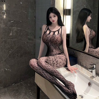 Leopard Mesh Ring-Strap Erotic Bodystocking