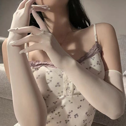 情趣丝袜手套防勾丝马油光新娘婚纱无缝手套防晒长款透明长袖6069
