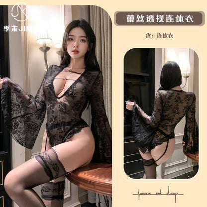 性感情趣透视蕾丝连体衣9014