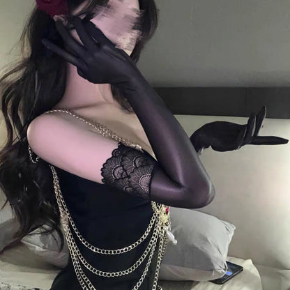 蕾丝边超滑油亮手丝