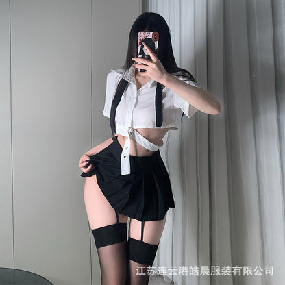 性感JK酷飒辣妹学院风链条制服套装8549