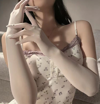 情趣丝袜手套防勾丝马油光新娘婚纱无缝手套防晒长款透明长袖6069