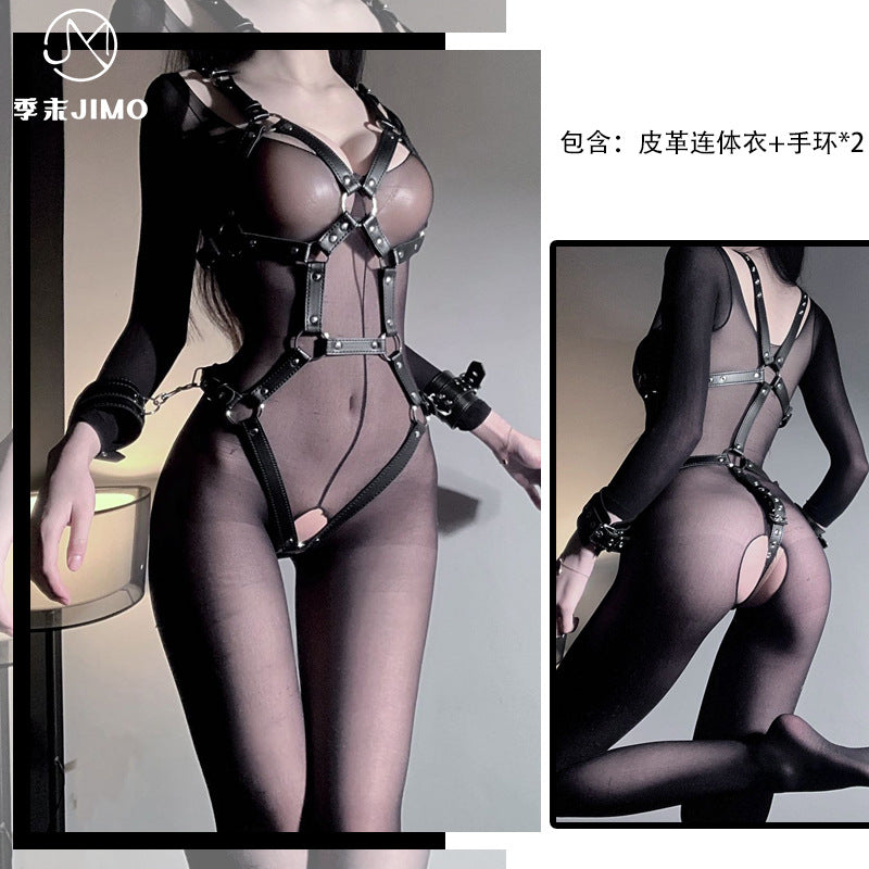 捆绑束缚连体衣漆皮火辣套装 6084