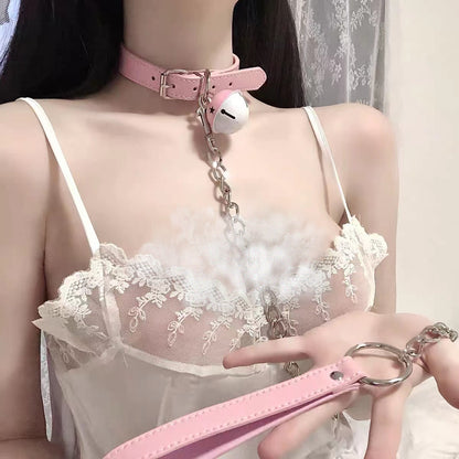 铃铛项圈女m项链牵引绳脖子颈链颈带人戴choker情趣sm圣诞节摇铃
