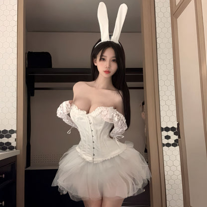 芭蕾天鹅*纯欲束腰蓬蓬裙制服 带手套 颈环6062