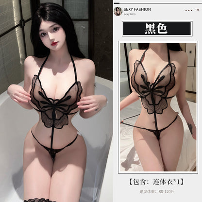 蝴蝶镂空三点透视睡衣8301