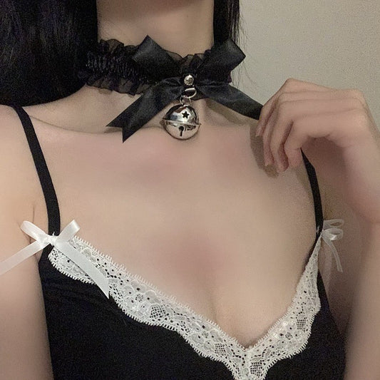 蕾丝小铃铛项圈颈带
