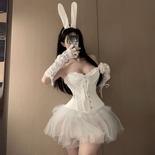 芭蕾天鹅*纯欲束腰蓬蓬裙制服 带手套 颈环6062
