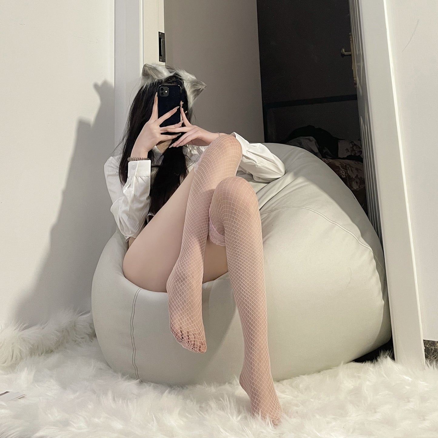 情趣网袜蕾丝长筒黑色8002