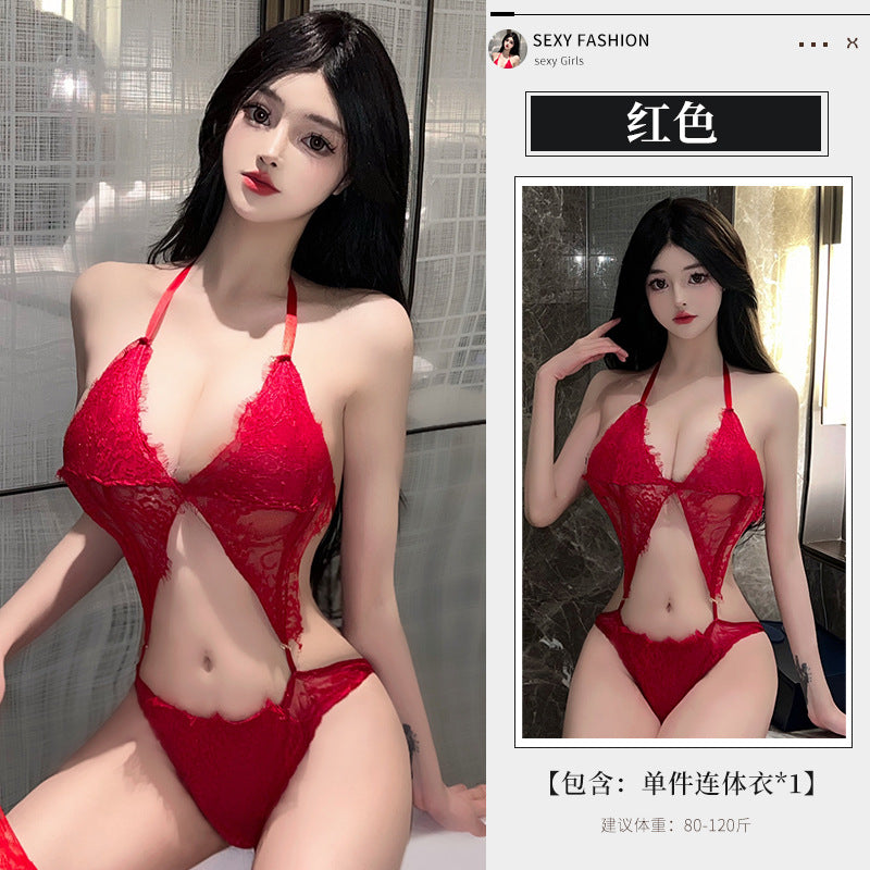 女性感镂空蕾丝诱惑连体套装8307