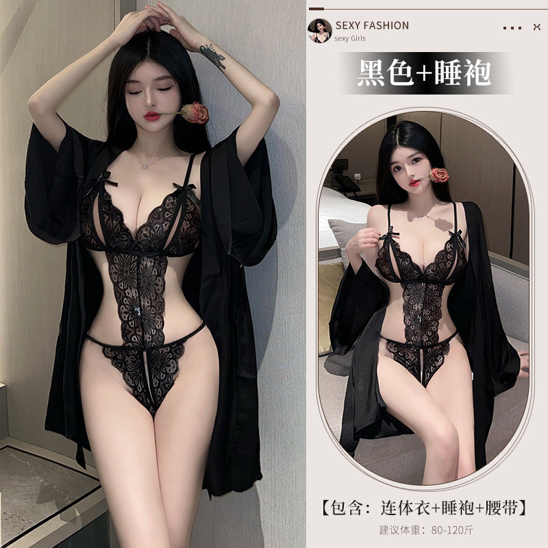 情趣内衣蕾丝开裆免脱睡袍1648