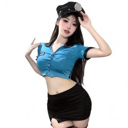 Blue Policewoman OL Work Uniform Costume F755 | 蓝色女警OL职业装F755