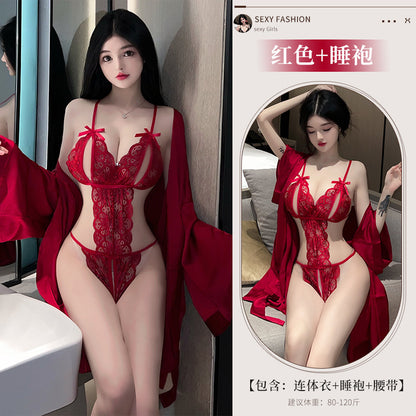 情趣内衣蕾丝开裆免脱睡袍1648