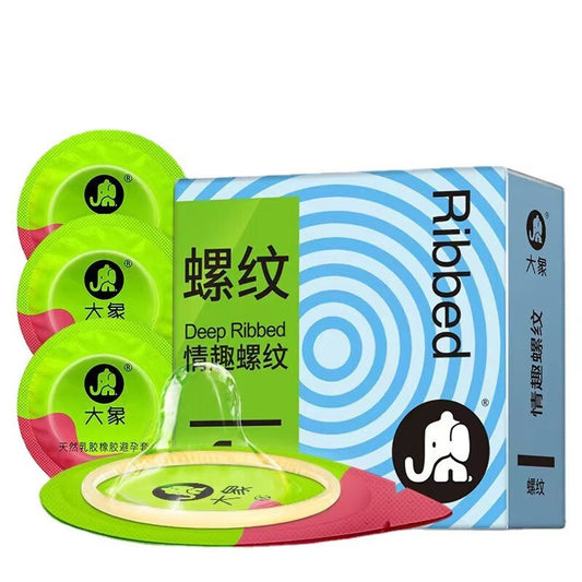 Lust Lab 大象螺纹避孕套，情趣螺纹设计，增强摩擦快感，贴合舒适，适合追求刺激体验的情侣
