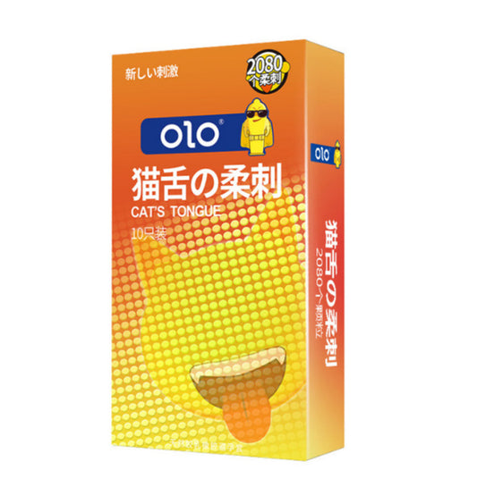 Lust Lab OLO 猫舌柔刺情趣避孕套，10只装，柔软颗粒刺激设计，适合提升快感体验的情侣
