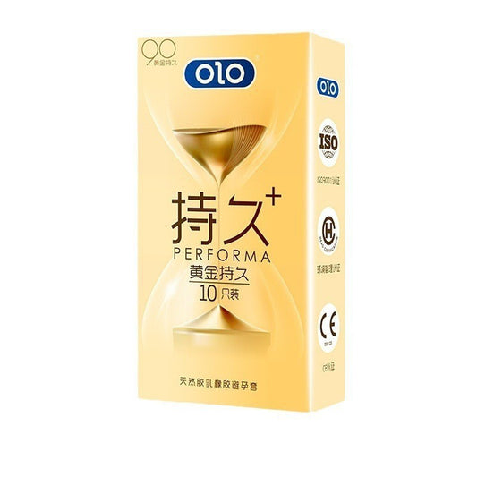 Lust Lab OLO 黄金持久避孕套 Performa 系列，10只装，延时设计，增强耐力表现，适合追求持久体验的情侣